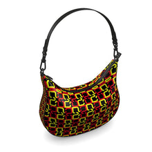 Load image into Gallery viewer, Abstract Red & Yellow Geometric Curve Hobo Bag by The Photo Access