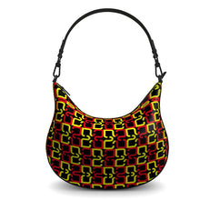 Load image into Gallery viewer, Abstract Red & Yellow Geometric Curve Hobo Bag by The Photo Access