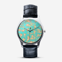 Load image into Gallery viewer, Aqua & Gold Modern Artistic Digital Pattern Classic Fashion Unisex Silver Quartz Watch Dial by The Photo Access