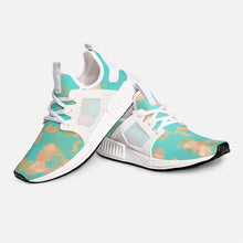 Load image into Gallery viewer, Aqua & Gold Modern Artistic Digital Pattern Unisex Lightweight Sneaker by The Photo Access