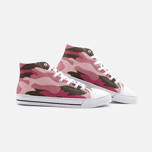 Load image into Gallery viewer, Pink Camouflage Unisex High Top Canvas Shoes by The Photo Access