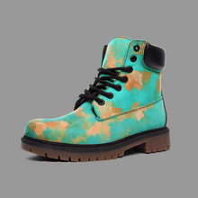 Load image into Gallery viewer, Aqua & Gold Modern Artistic Digital Pattern Casual Leather Lightweight boots TB by The Photo Access