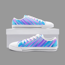 Load image into Gallery viewer, Blue Pink Abstract Eighties Unisex Low Top Canvas Shoes by The Photo Access