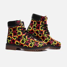 Load image into Gallery viewer, Abstract Red & Yellow Geometric Casual Leather Lightweight boots TB by The Photo Access