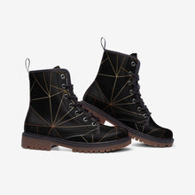 将图片加载到图库查看器,Abstract Black Polygon with Gold Line Casual Leather Lightweight boots MT by The Photo Access