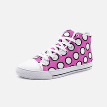 将图片加载到图库查看器,Pink Polka Dots Unisex High Top Canvas Shoes by The Photo Access