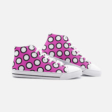 将图片加载到图库查看器,Pink Polka Dots Unisex High Top Canvas Shoes by The Photo Access