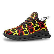 Cargar imagen en el visor de la galería, Abstract Red & Yellow Geometric Unisex Bounce Mesh Knit Sneakers by The Photo Access