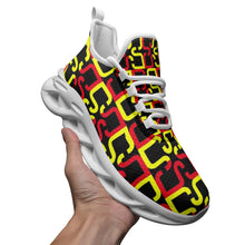 Cargar imagen en el visor de la galería, Abstract Red & Yellow Geometric Unisex Bounce Mesh Knit Sneakers by The Photo Access