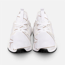 Load image into Gallery viewer, Abstract White Polygon with Gold Line Unisex Lightweight Sneaker by The Photo Access