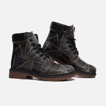 将图片加载到图库查看器,Abstract Black Polygon with Gold Line Casual Leather Lightweight boots TB by The Photo Access