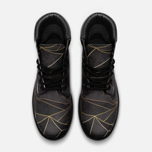 将图片加载到图库查看器,Abstract Black Polygon with Gold Line Casual Leather Lightweight boots TB by The Photo Access