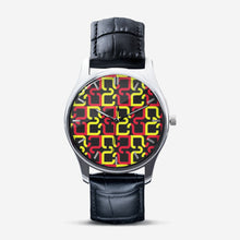 Load image into Gallery viewer, Abstract Red & Yellow Geometric Classic Fashion Unisex Print Silver Quartz Watch by The Photo Access