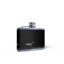 Cargar imagen en el visor de la galería, Zebra Running at Night Leather Wrapped Hip Flask by The Photo Access
