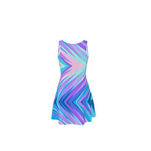 Load image into Gallery viewer, Blue Pink Abstract Eighties Skater Dress by The Photo Access