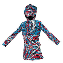 Load image into Gallery viewer, Colorful Thin Lines Art Womens Hooded Rain Mac by The Photo Access