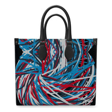 Load image into Gallery viewer, Colorful Thin Lines Art Leather Shopper Bag by The Photo Access