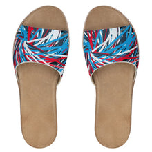 Load image into Gallery viewer, Colorful Thin Lines Art Womens Leather Sliders by The Photo Access