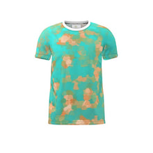 Load image into Gallery viewer, Aqua & Gold Modern Artistic Digital Pattern Cut and Sew All Over Print T-Shirt by The Photo Access