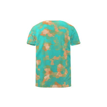 Load image into Gallery viewer, Aqua & Gold Modern Artistic Digital Pattern Cut and Sew All Over Print T-Shirt by The Photo Access