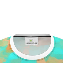 Load image into Gallery viewer, Aqua & Gold Modern Artistic Digital Pattern Cut and Sew All Over Print T-Shirt by The Photo Access