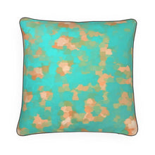 Load image into Gallery viewer, Aqua & Gold Modern Artistic Digital Pattern Pillow by The Photo Access