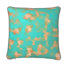 Load image into Gallery viewer, Aqua & Gold Modern Artistic Digital Pattern Pillow by The Photo Access
