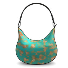 Load image into Gallery viewer, Aqua & Gold Modern Artistic Digital Pattern Curve Hobo Bag by The Photo Access