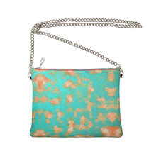 Load image into Gallery viewer, Aqua & Gold Modern Artistic Digital Pattern Crossbody Bag With Chainby The Photo Access