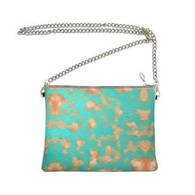 Load image into Gallery viewer, Aqua & Gold Modern Artistic Digital Pattern Crossbody Bag With Chainby The Photo Access
