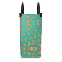 Load image into Gallery viewer, Aqua & Gold Modern Artistic Digital Pattern Leather Shopper Bag by The Photo Access