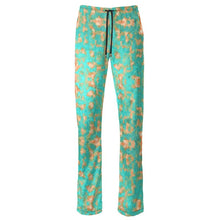 Load image into Gallery viewer, Aqua & Gold Modern Artistic Digital Pattern Womens Trousers by The Photo Access