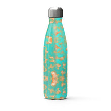 Load image into Gallery viewer, Aqua & Gold Modern Artistic Digital Pattern Stainless Steel Thermal Bottle by The Photo Access