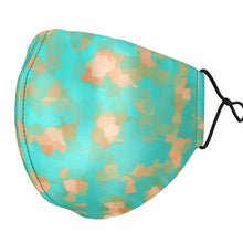 Load image into Gallery viewer, Aqua & Gold Modern Artistic Digital Pattern Silk Face Masks by The Photo Access