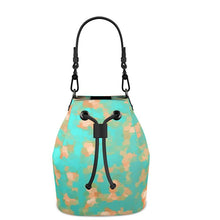 Load image into Gallery viewer, Aqua & Gold Modern Artistic Digital Pattern Bucket Bag by The Photo Access