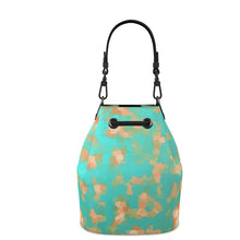 Load image into Gallery viewer, Aqua & Gold Modern Artistic Digital Pattern Bucket Bag by The Photo Access