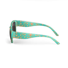 Load image into Gallery viewer, Aqua & Gold Modern Artistic Digital Pattern Sunglasses by The Photo Access