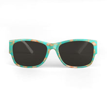 Load image into Gallery viewer, Aqua & Gold Modern Artistic Digital Pattern Sunglasses by The Photo Access