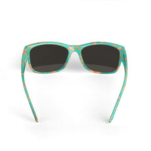 Load image into Gallery viewer, Aqua & Gold Modern Artistic Digital Pattern Sunglasses by The Photo Access