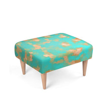 Load image into Gallery viewer, Aqua & Gold Modern Artistic Digital Pattern Footstool by The Photo Access