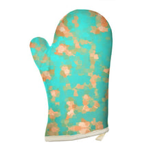 Load image into Gallery viewer, Aqua & Gold Modern Artistic Digital Pattern Oven Glove by The Photo Access