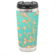 Load image into Gallery viewer, Aqua & Gold Modern Artistic Digital Pattern Travel Mug by The Photo Access