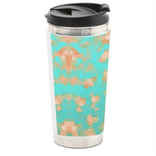 Load image into Gallery viewer, Aqua & Gold Modern Artistic Digital Pattern Travel Mug by The Photo Access