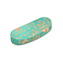 Load image into Gallery viewer, Aqua & Gold Modern Artistic Digital Pattern Hard Glasses Case by The Photo Access
