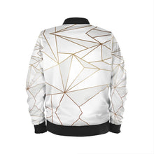 Load image into Gallery viewer, Abstract White Polygon with Gold Line Mens Bomber Jacket by The Photo Access