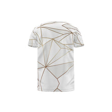 Load image into Gallery viewer, Abstract White Polygon with Gold Line Cut and Sew All Over Print T-Shirt by The Photo Access