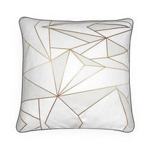 Load image into Gallery viewer, Abstract White Polygon with Gold Line Pillows by The Photo Access