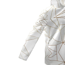 Cargar imagen en el visor de la galería, Abstract White Polygon with Gold Line Womens Hooded Rain Mac by The Photo Access