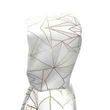 Cargar imagen en el visor de la galería, Abstract White Polygon with Gold Line Womens Hooded Rain Mac by The Photo Access