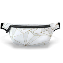 Load image into Gallery viewer, Abstract White Polygon with Gold Line Fanny Pack by The Photo Access